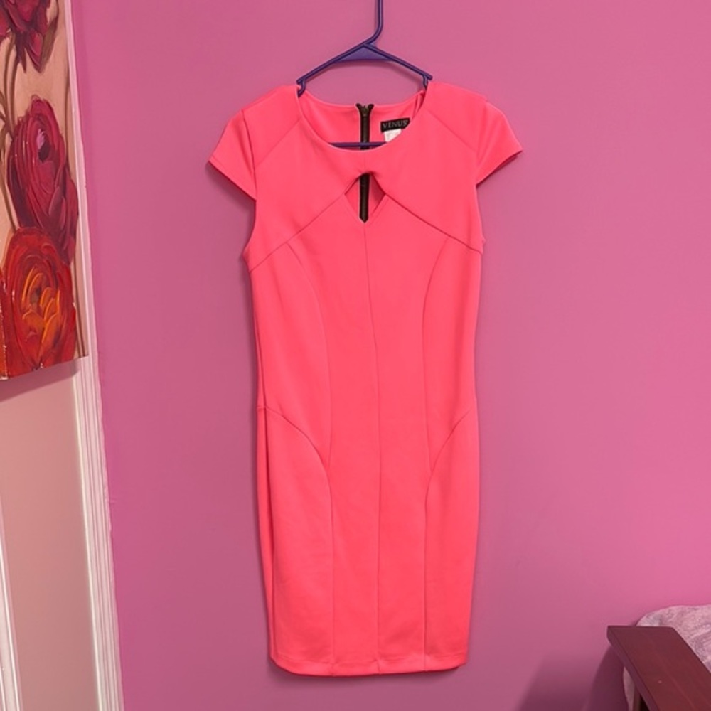 VENUS Hot Pink Cap Sleeve Dress peekaboo cleavage BARBIE party cocktail club S